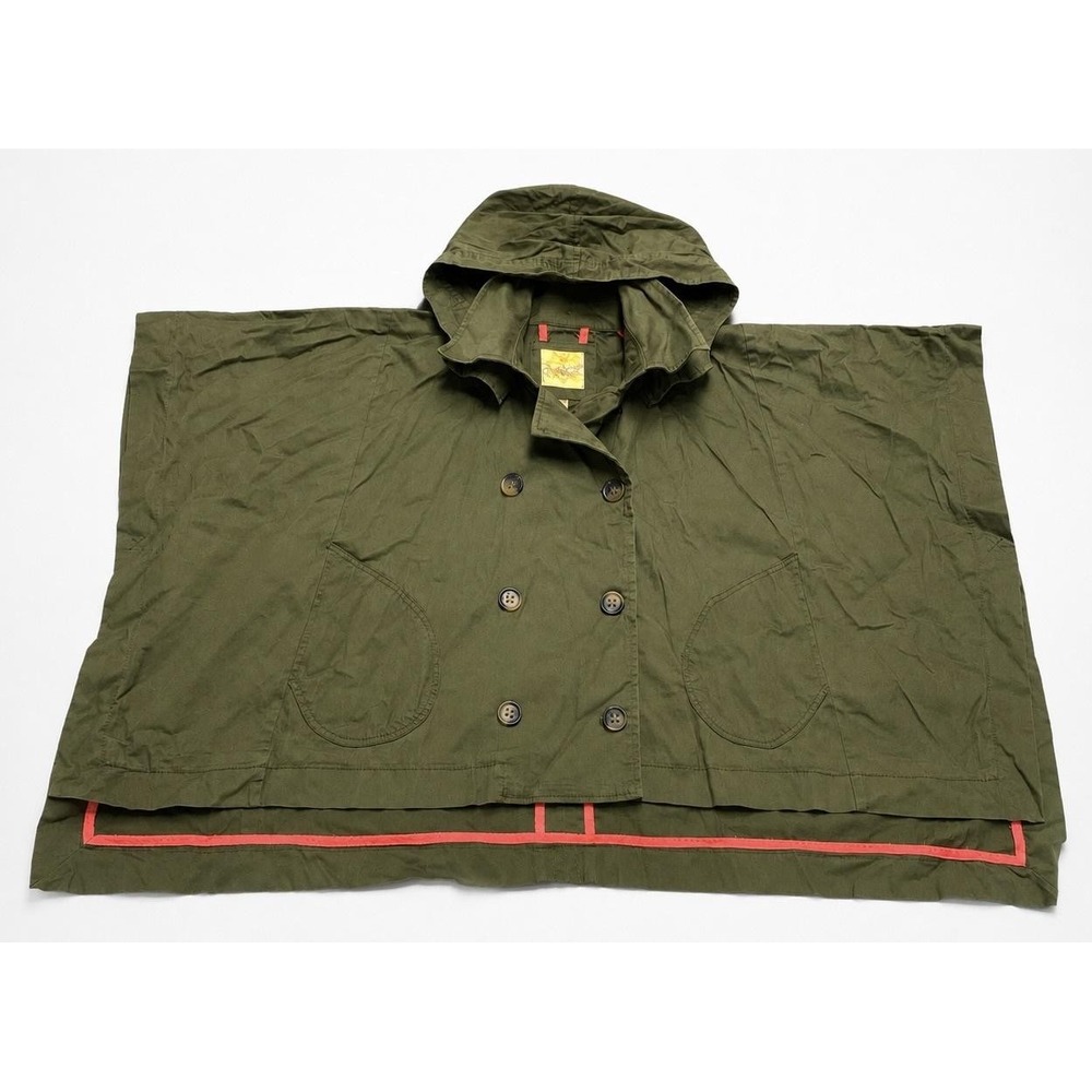 Princess Vera Wang Poncho Juniors S/M Green Hooded Button Front Harvard Hoedown